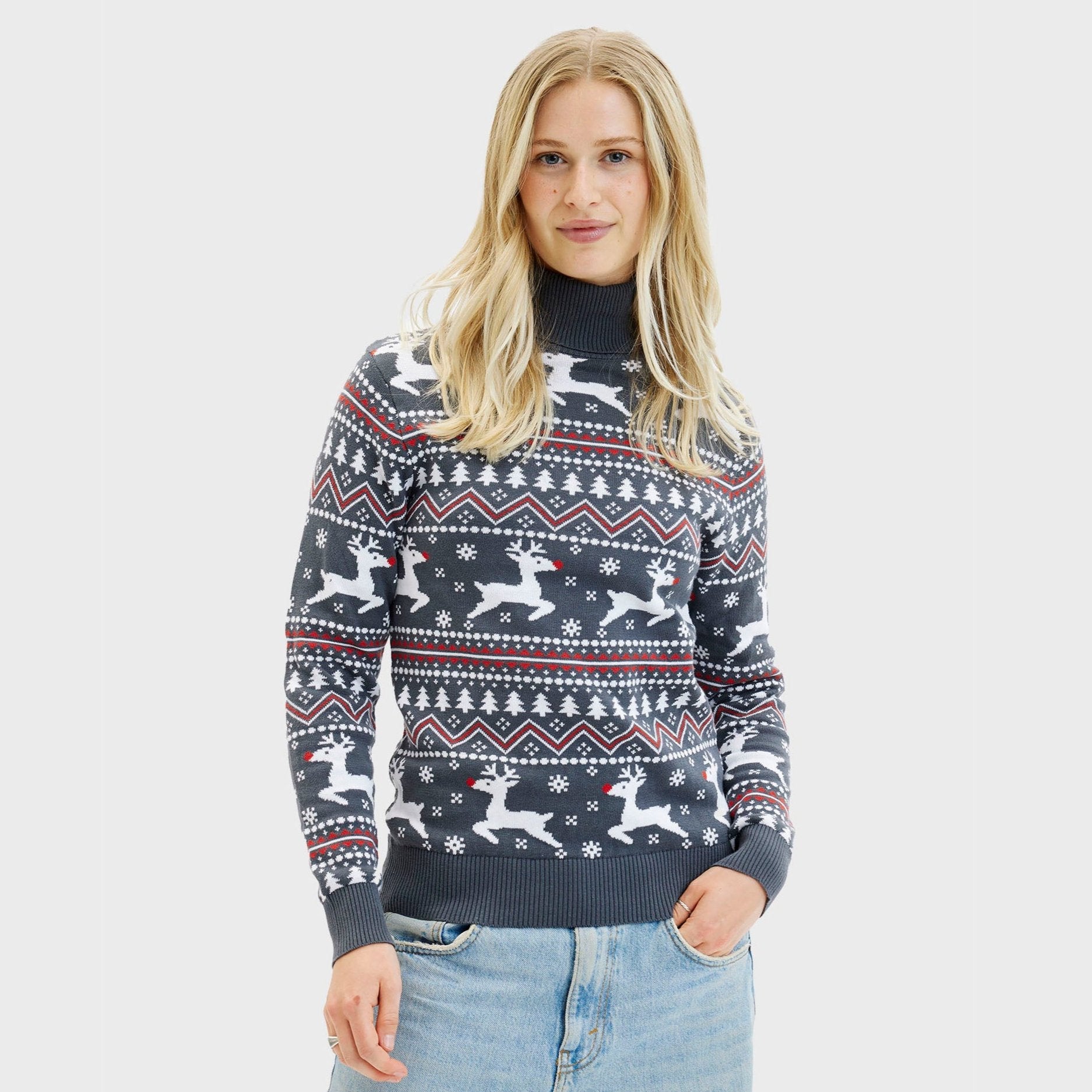 Der Stylische Weihnachtspullover Mit Rollkragen - Damen.