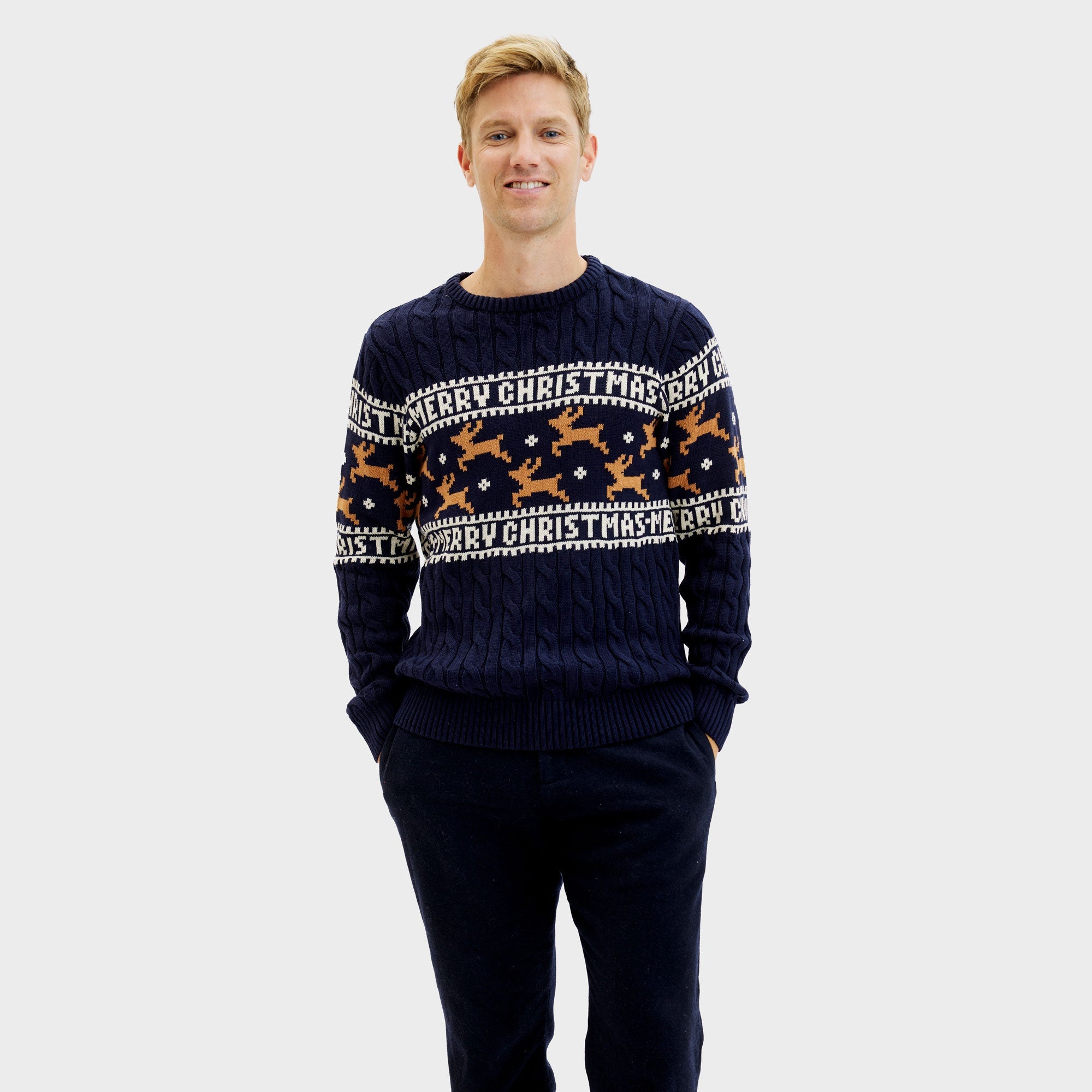 Der Elegante Weihnachtspullover Blau - Herren.