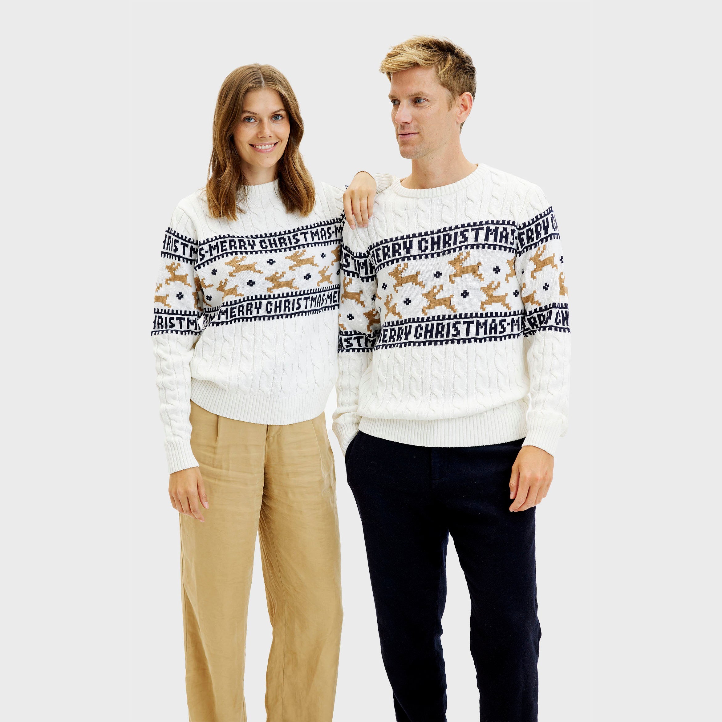 Der Elegante Weihnachtspullover Weiß - Damen.