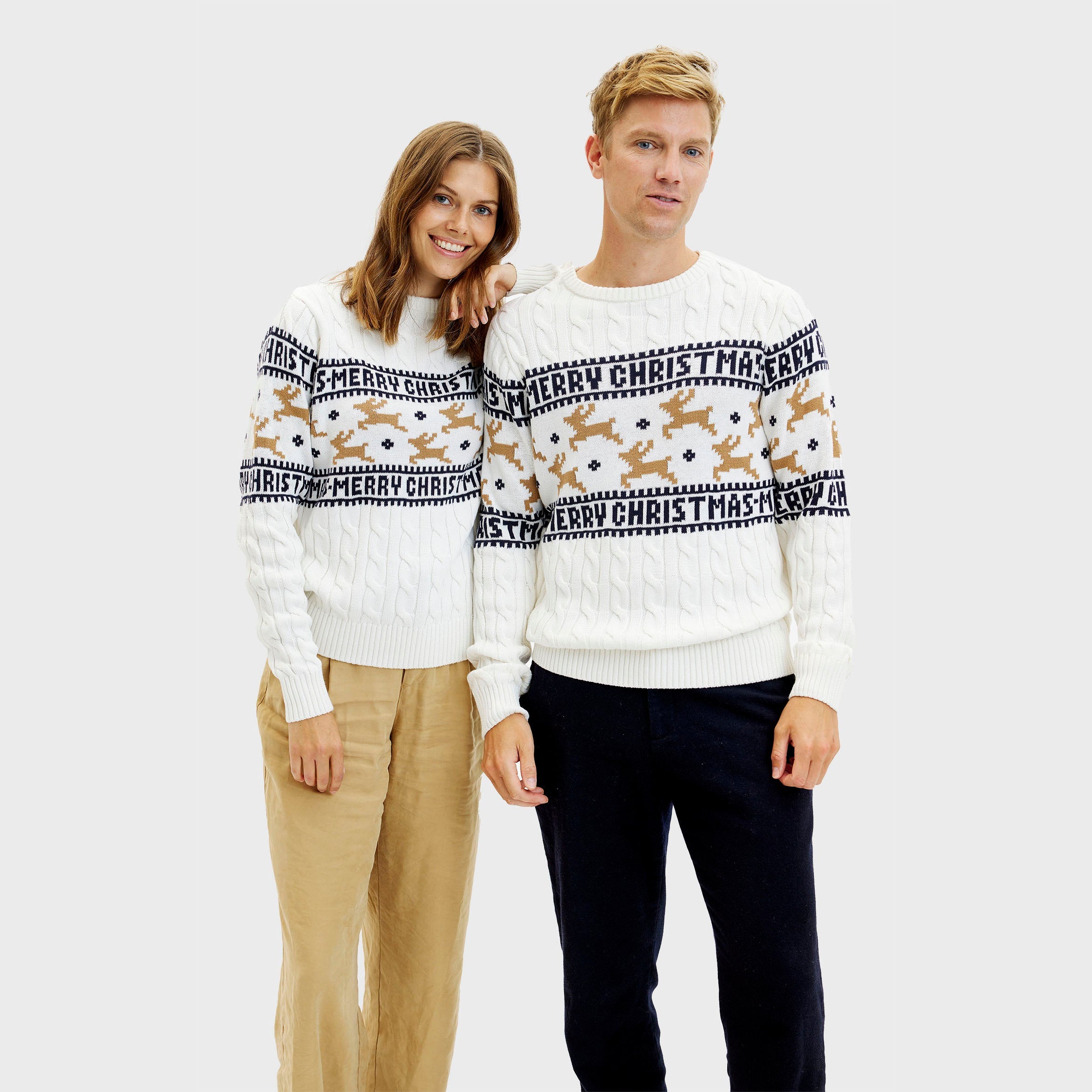 Der Elegante Weihnachtspullover Weiß - Damen.