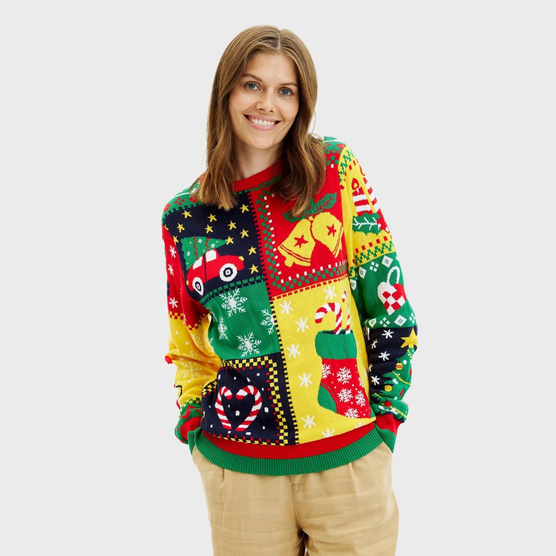 The Patchwork Weihnachtspullover - Damen.