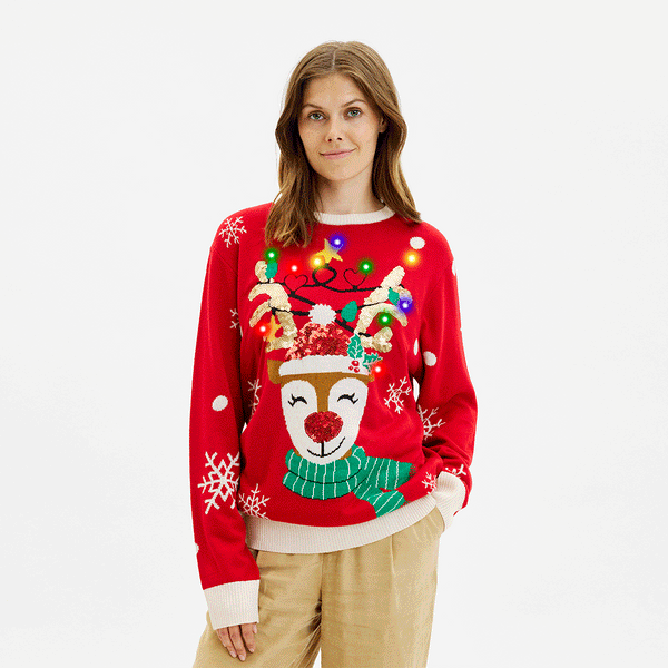 Rentier Weihnachtspullover Damen Pullover Mit Rentieren Der Süße - Main Image