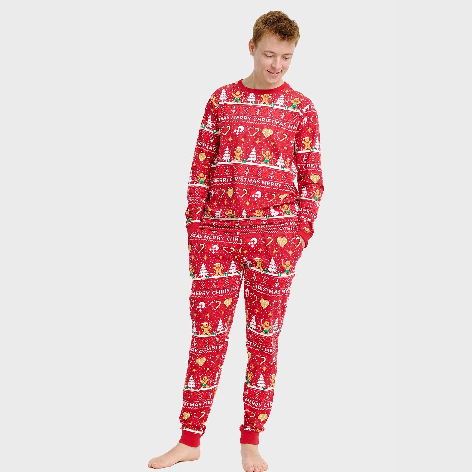Weihnachtskeks Julepyjama Rot - Herren.