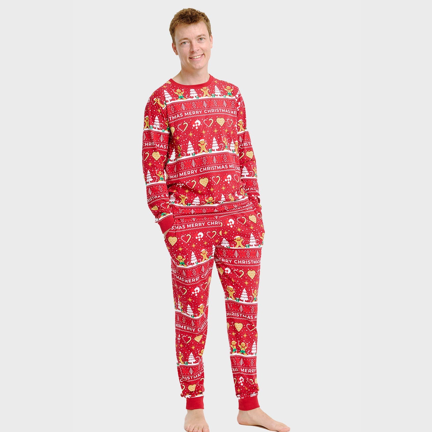 Weihnachtskeks Julepyjama Rot - Herren.