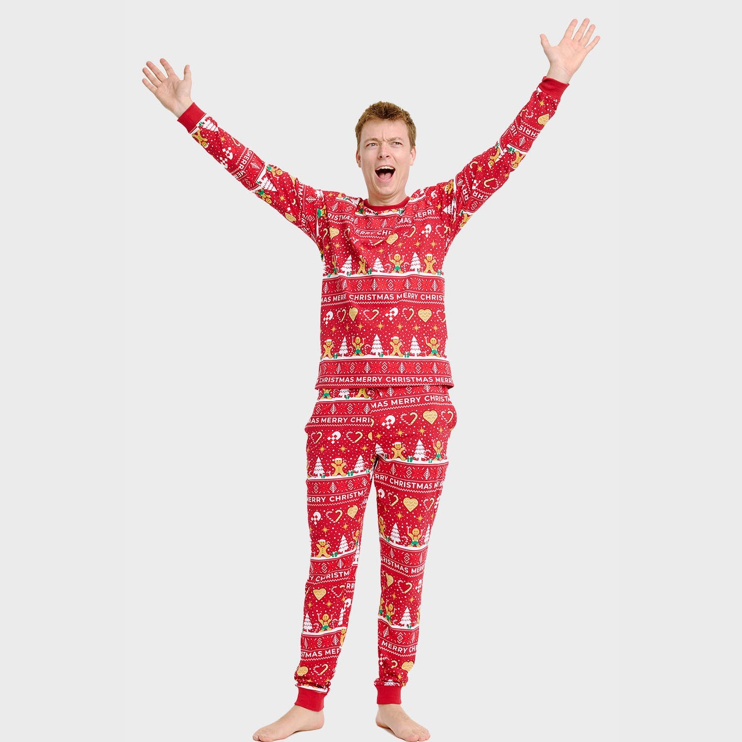 Weihnachtskeks Julepyjama Rot - Herren.