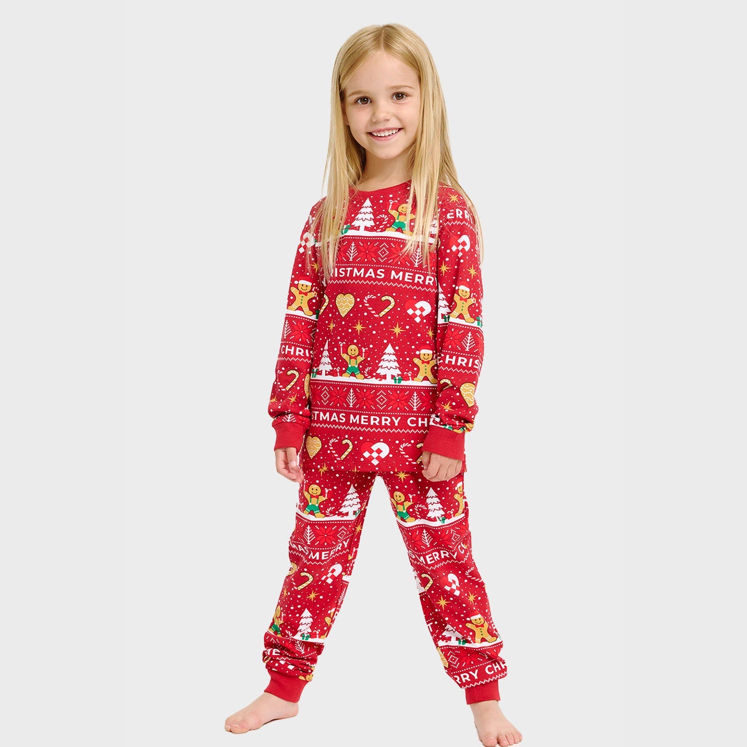 Weihnachtskeks Julepyjama Rot - Kinder.