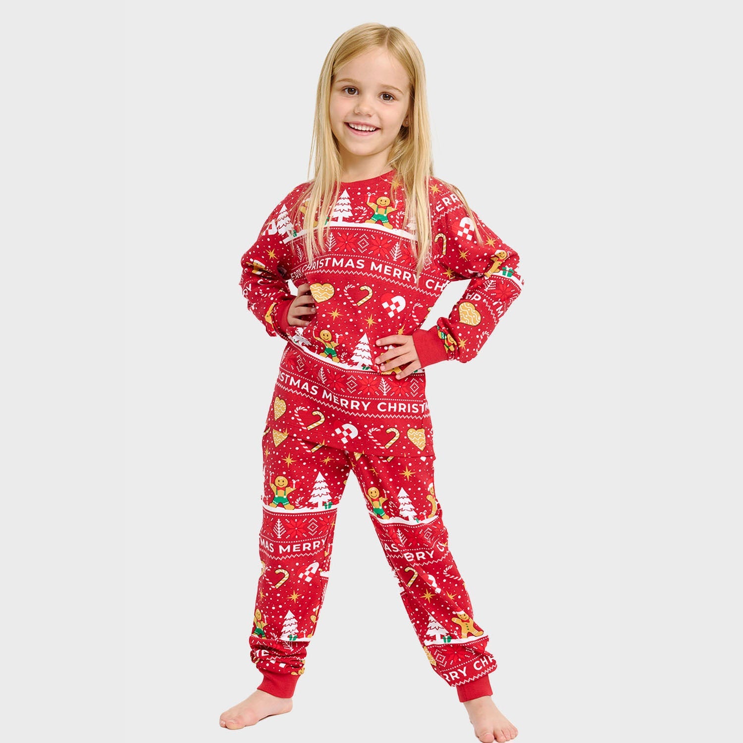 Weihnachtskeks Julepyjama Rot - Kinder.