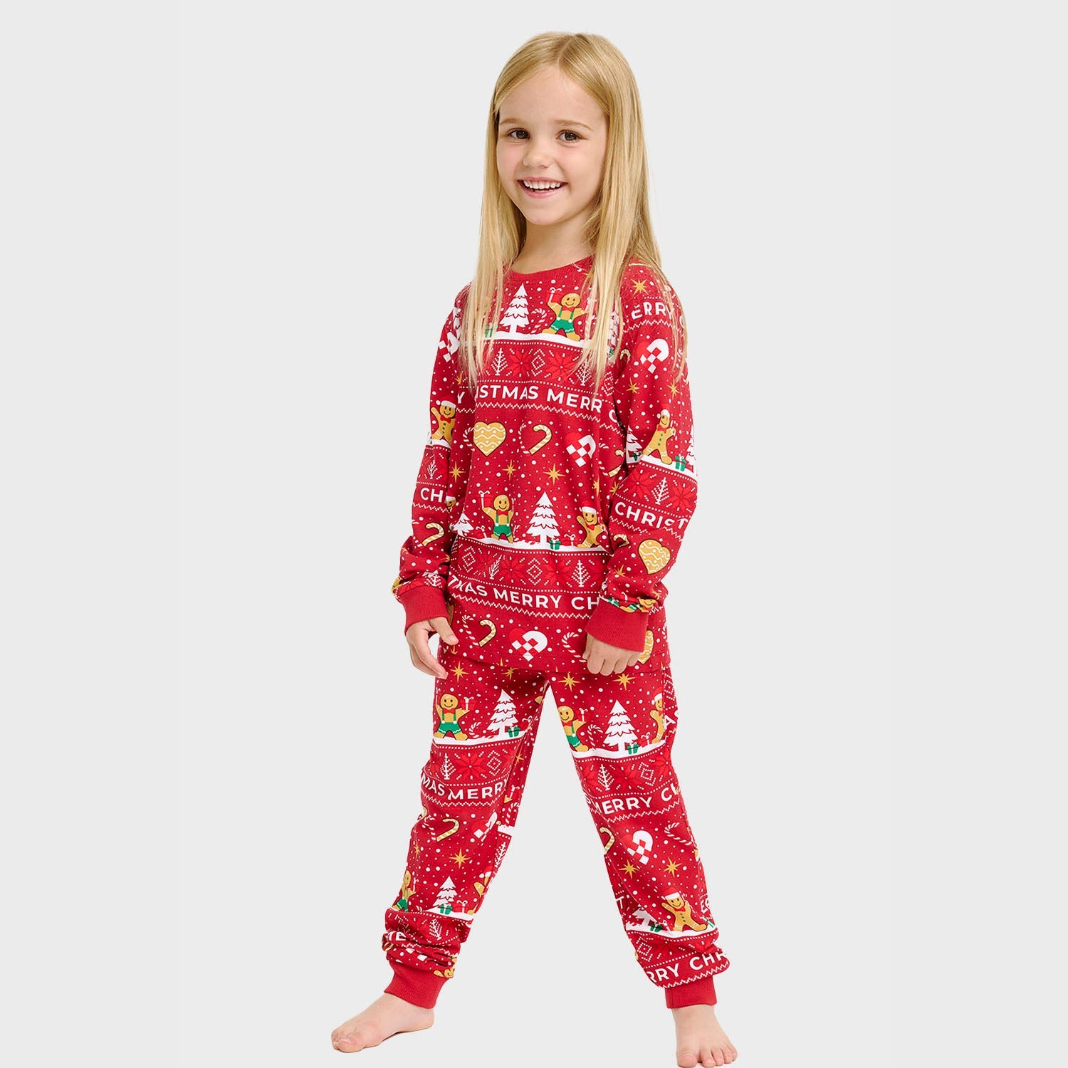 Weihnachtskeks Julepyjama Rot - Kinder.