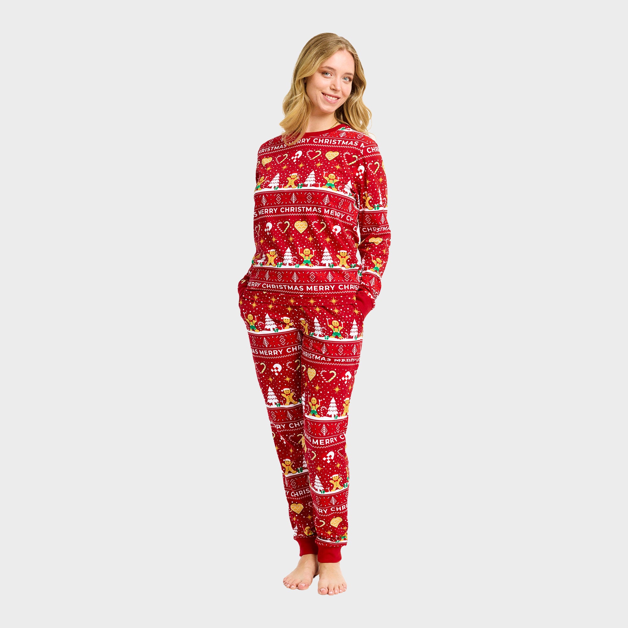 Pyjama de Noël sablé rouge - Femme.