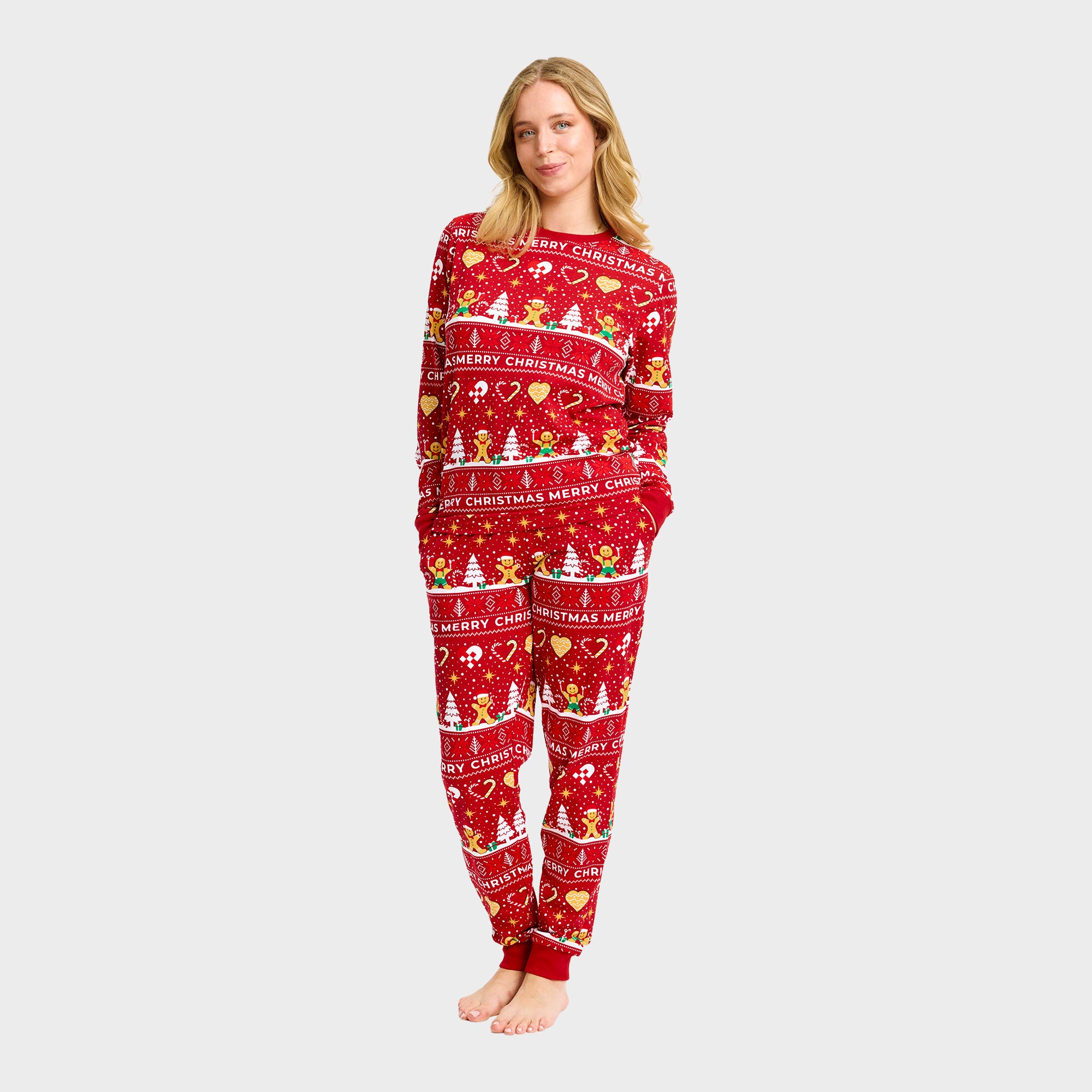 Pyjama de Noël sablé rouge - Femme.