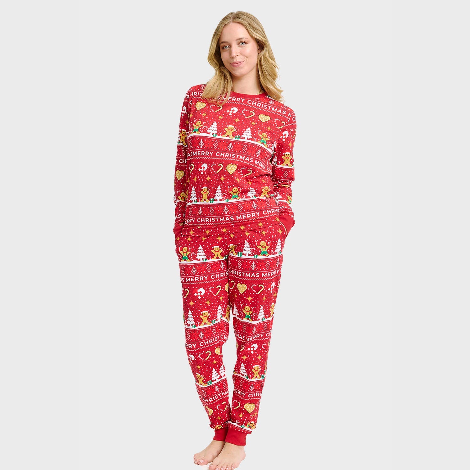 Weihnachtskeks Julepyjama Rot - Damen.