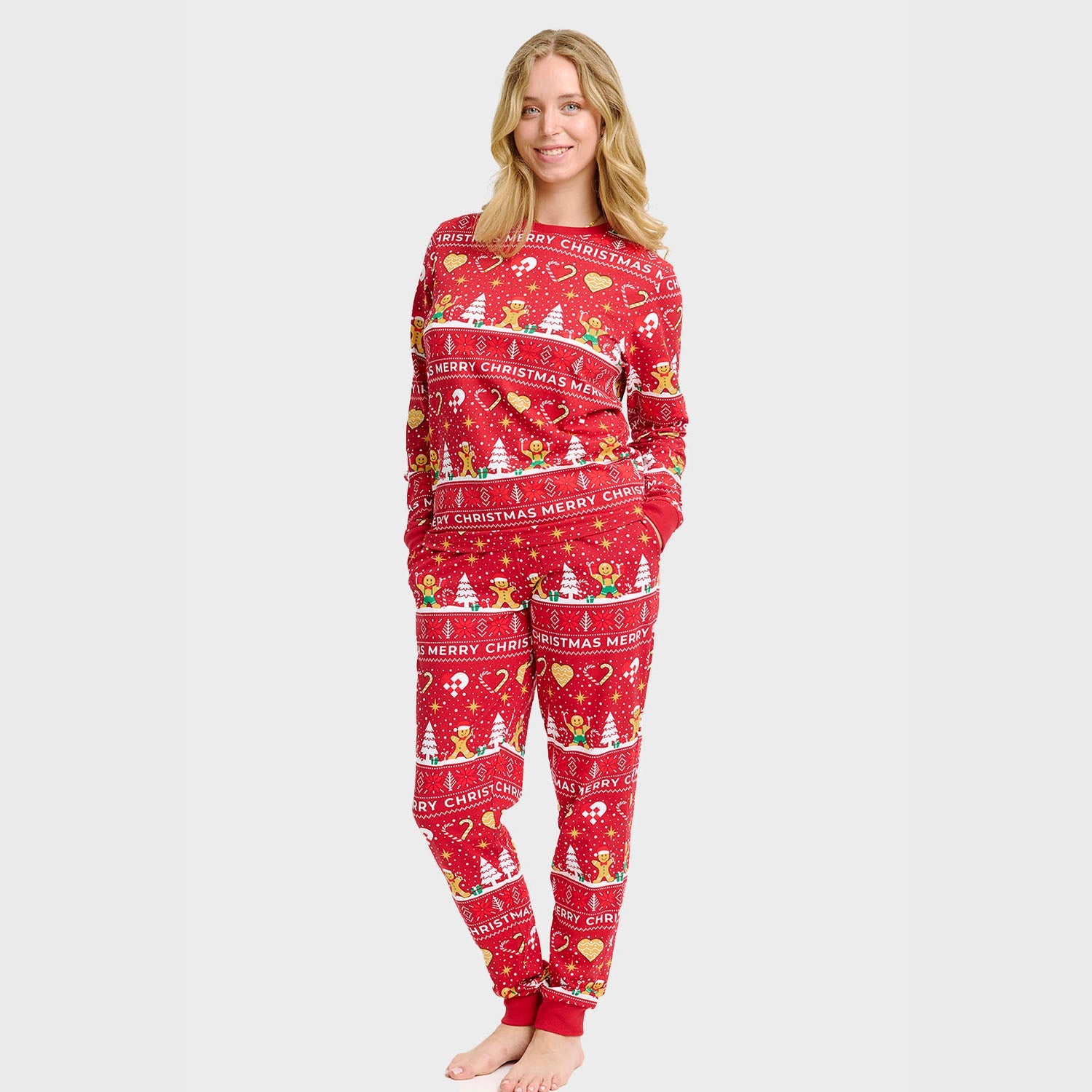 Weihnachtskeks Julepyjama Rot - Damen.