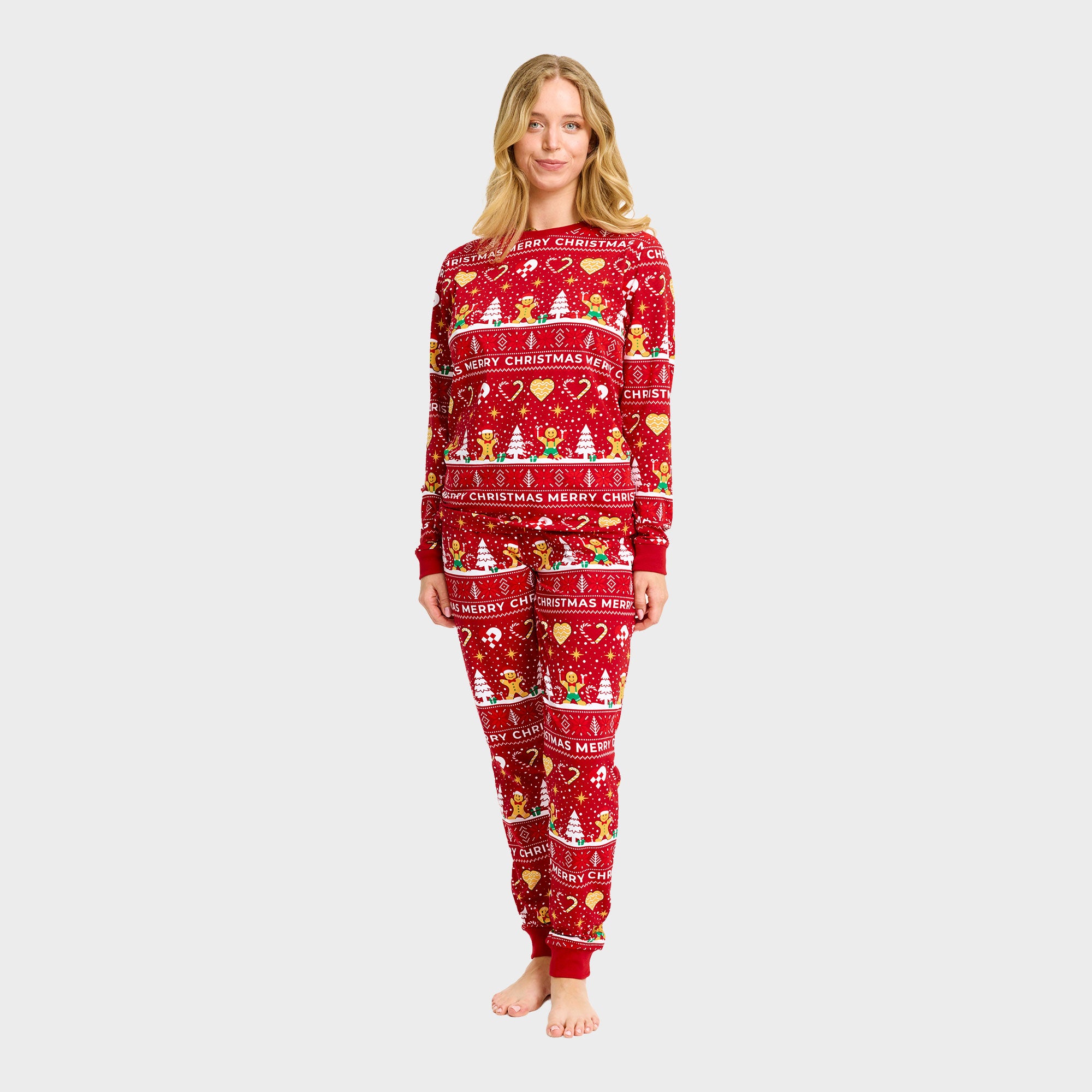 Pyjama de Noël sablé rouge - Femme.