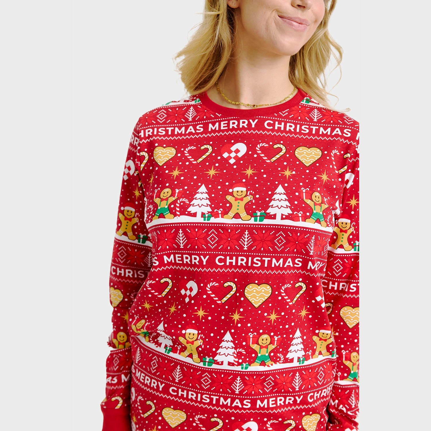 Weihnachtskeks Julepyjama Rot - Damen.