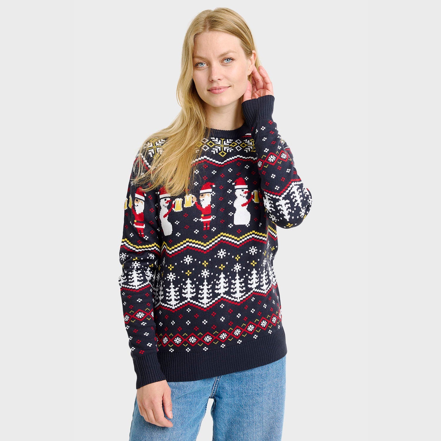 Cheers Santa Weihnachtspullover - Damen