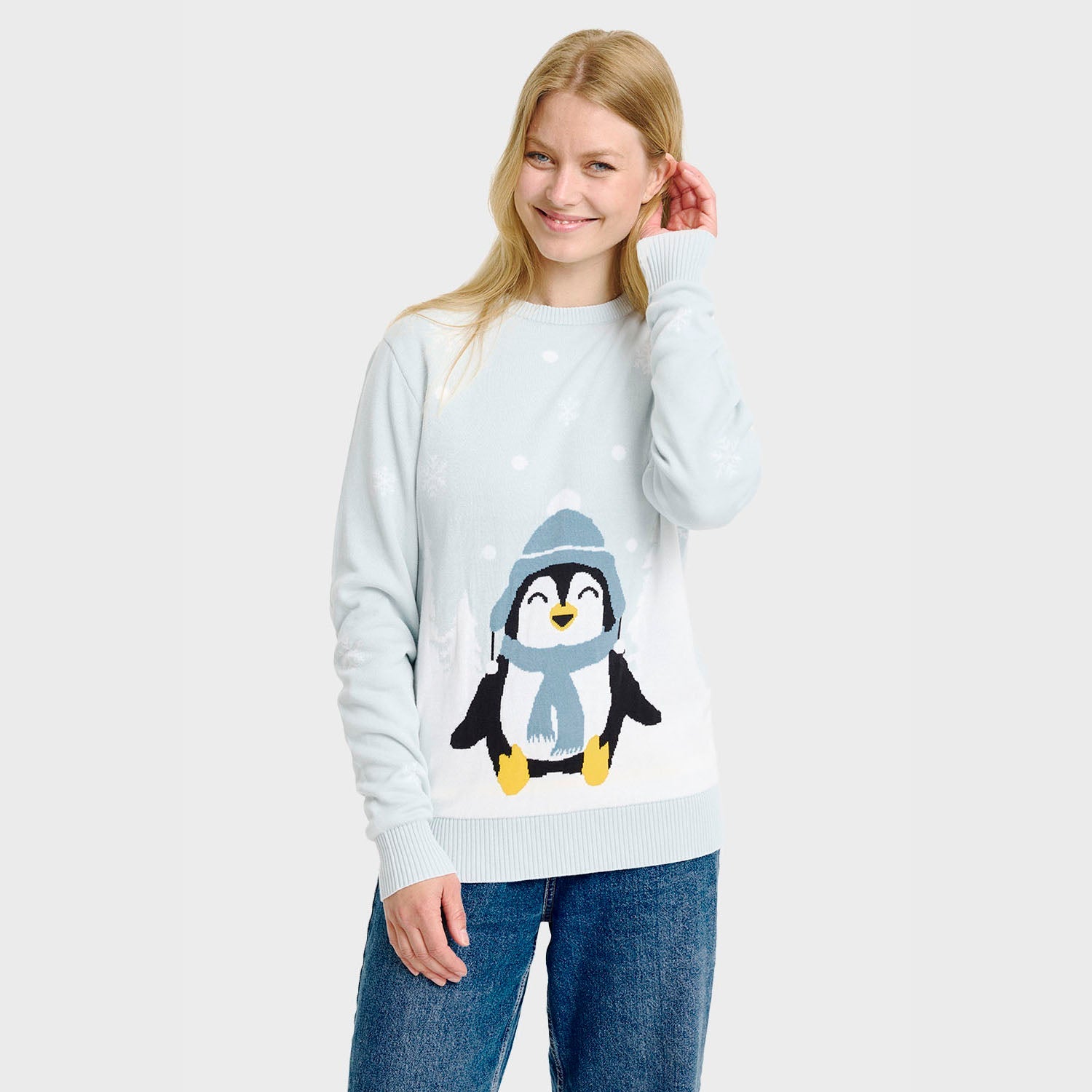 Der süße Pinguin-Weihnachtspullover - Damen.