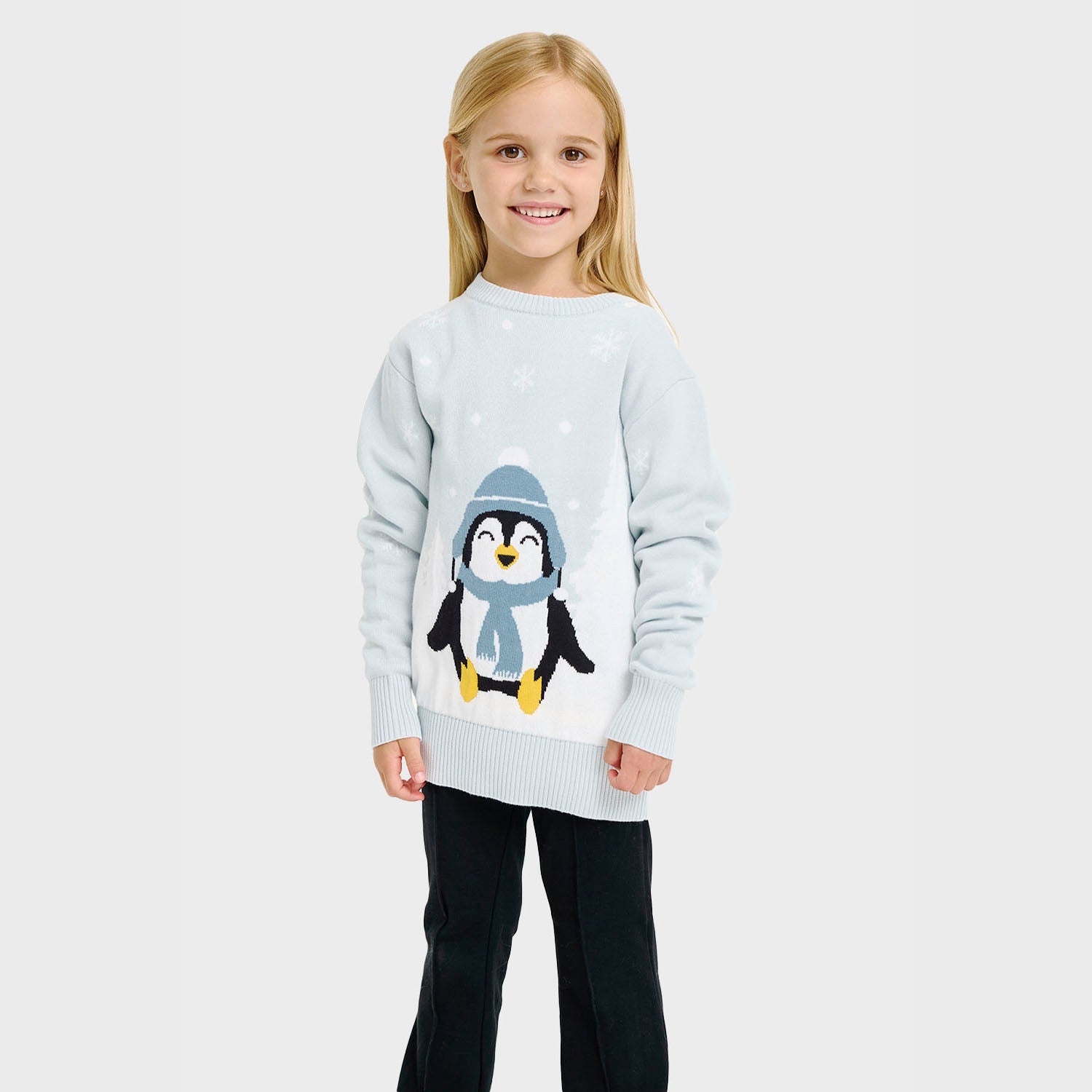 Der süße Pinguin-Weihnachtspullover - Kinder.