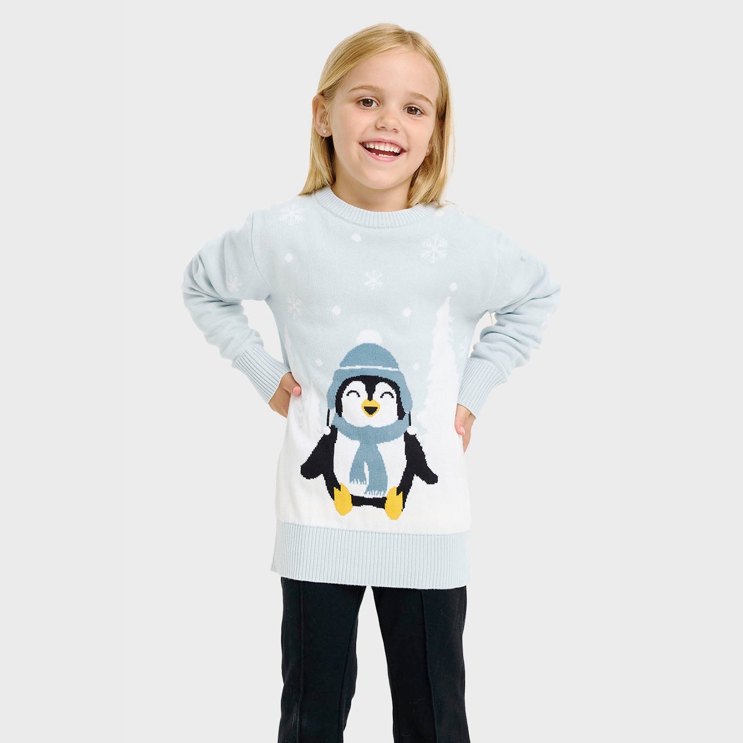Der süße Pinguin-Weihnachtspullover - Kinder.