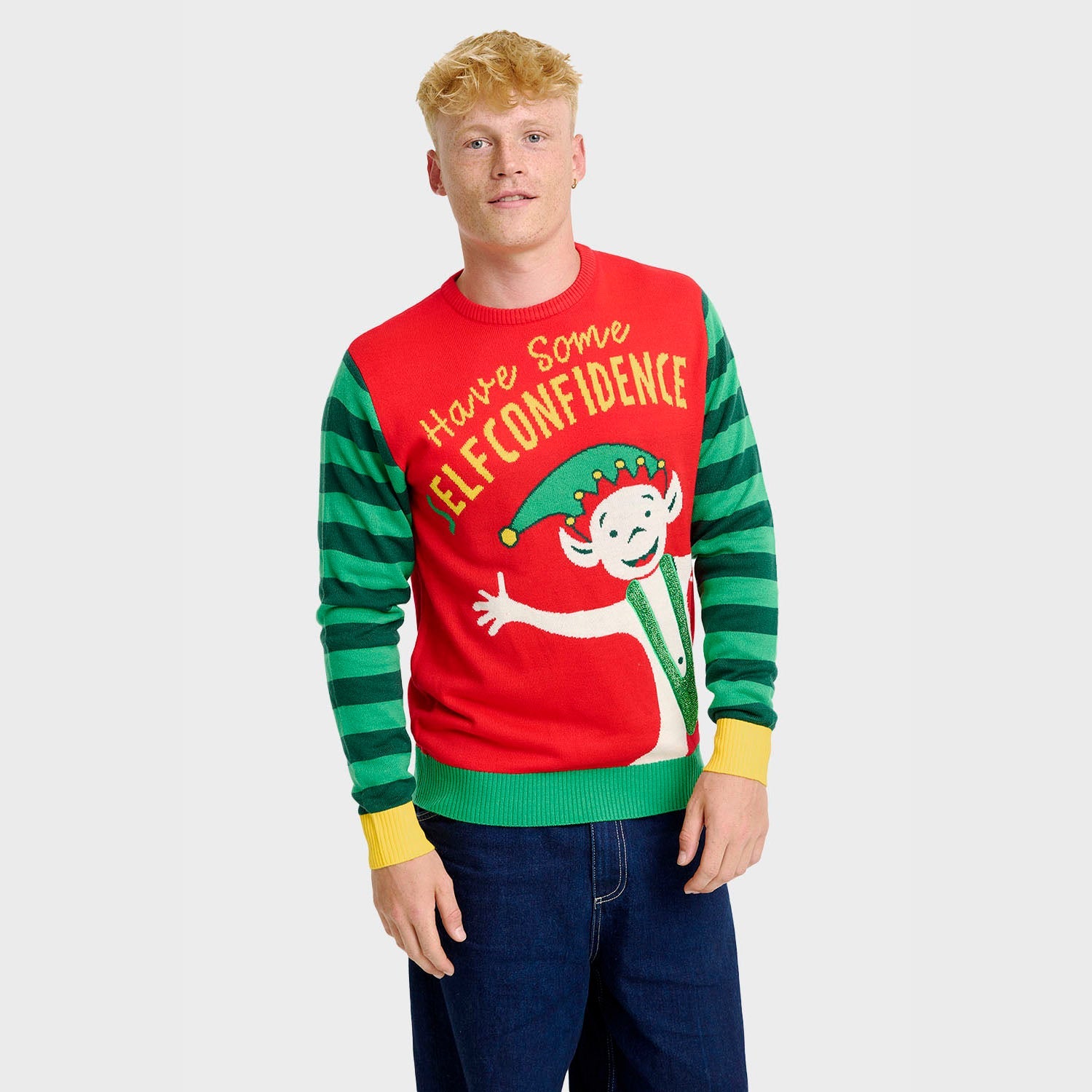 Elf Confidence Weihnachtspullover - Herren