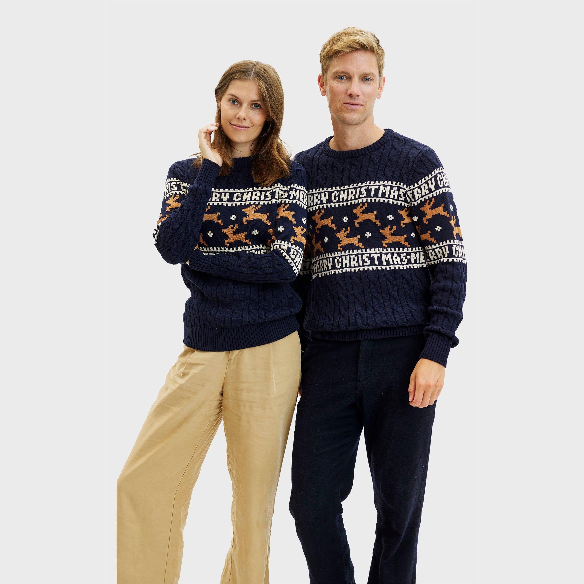 Der Elegante Weihnachtspullover Blau - Damen.