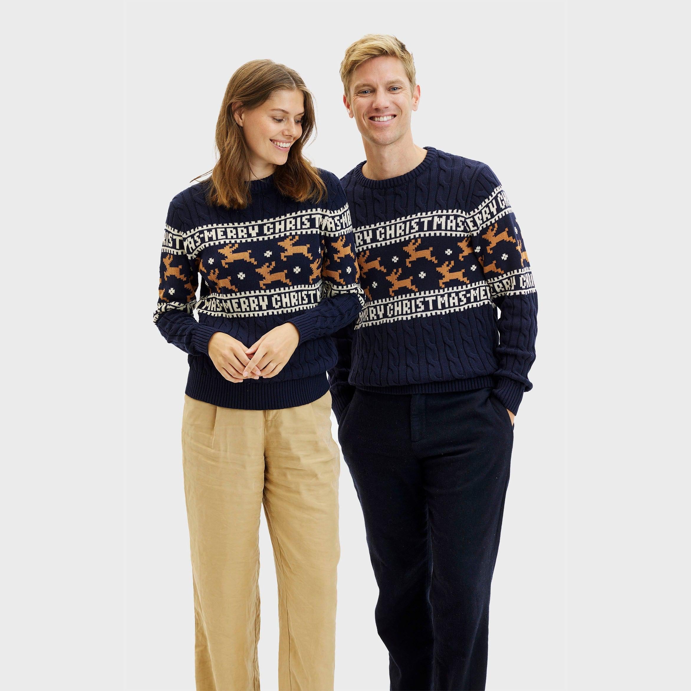 Der Elegante Weihnachtspullover Blau - Damen.