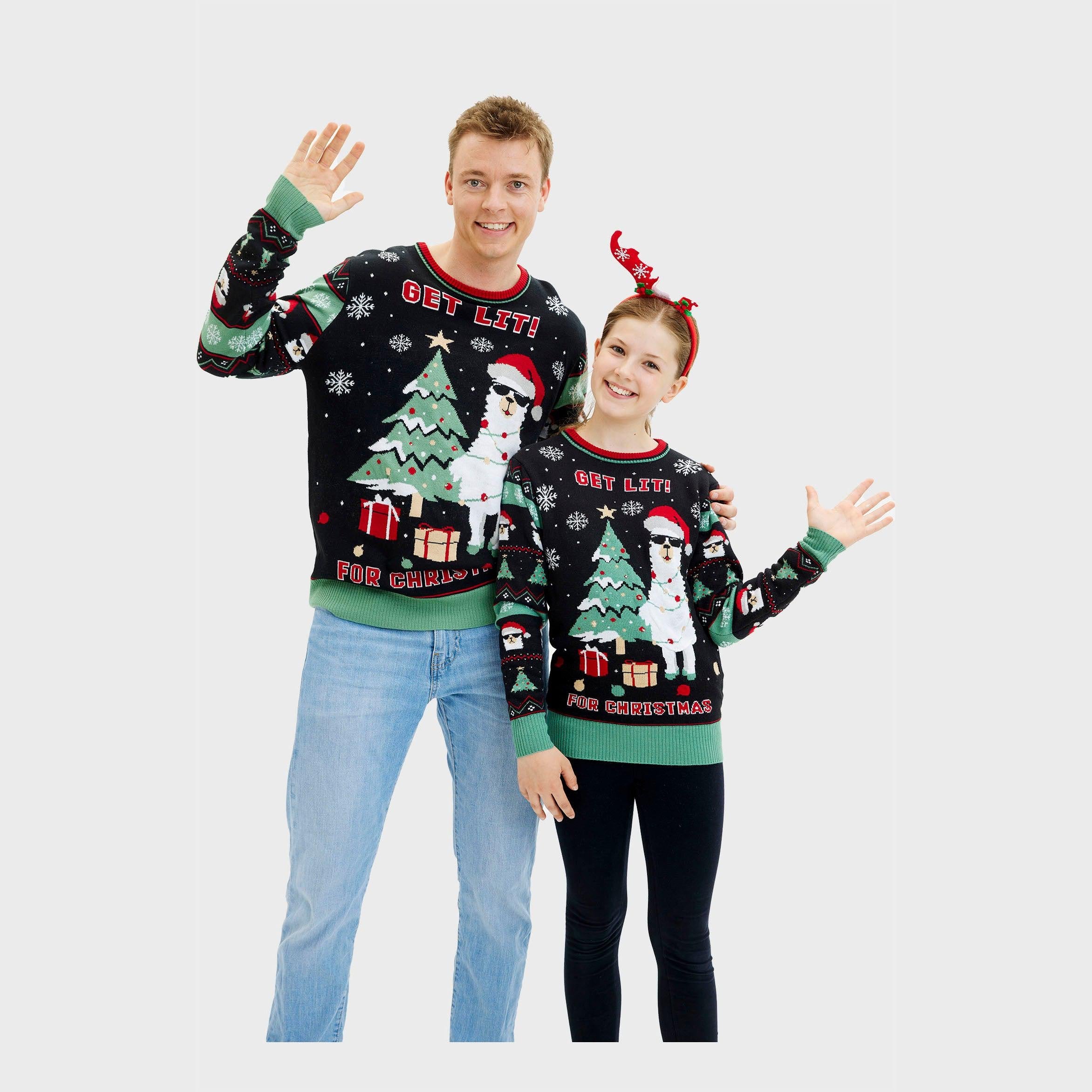 Get Lit Llama Weihnachtspullover - kinder