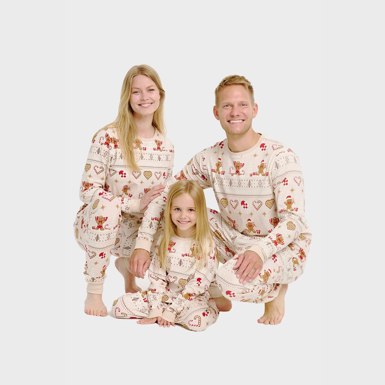 Weihnachtskeks Weihnachtspyjama Beige - Kinder