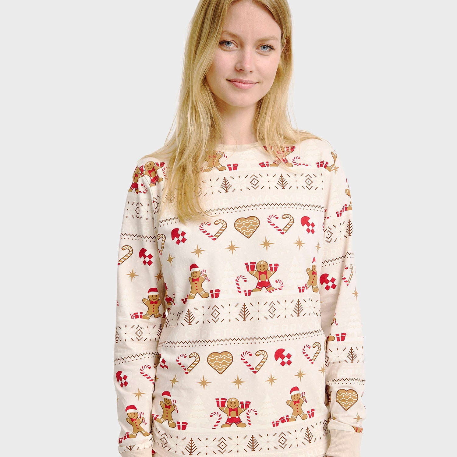 Weihnachtskeks Weihnachtspyjama Beige - Damen.