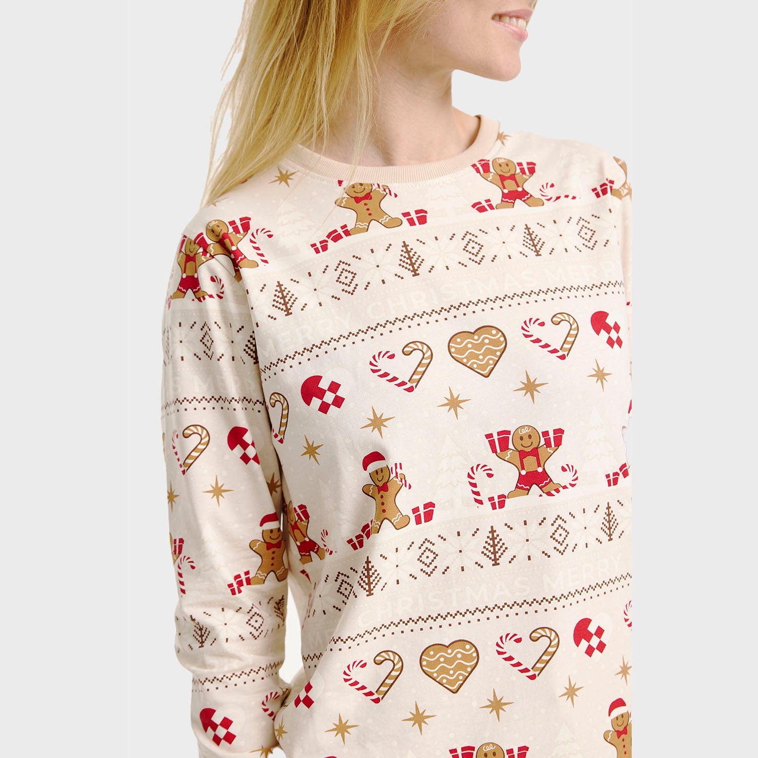 Weihnachtskeks Weihnachtspyjama Beige - Damen