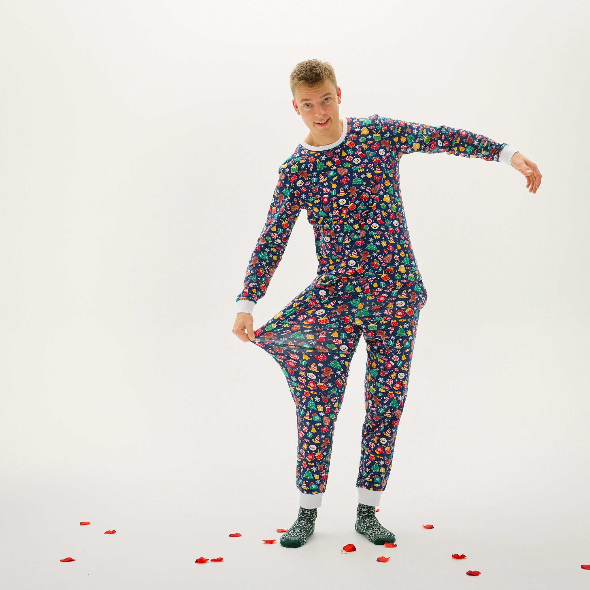 Pyjama de Noël fantaisie bleu marine - Homme.