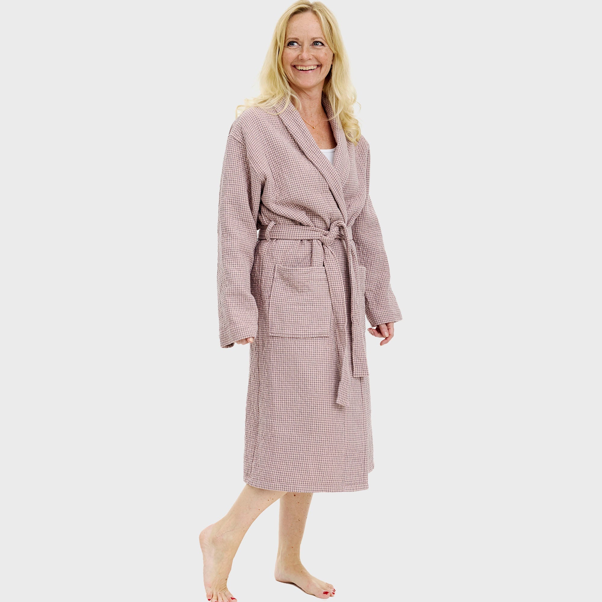 Bademantel rosa kariert - Onesize