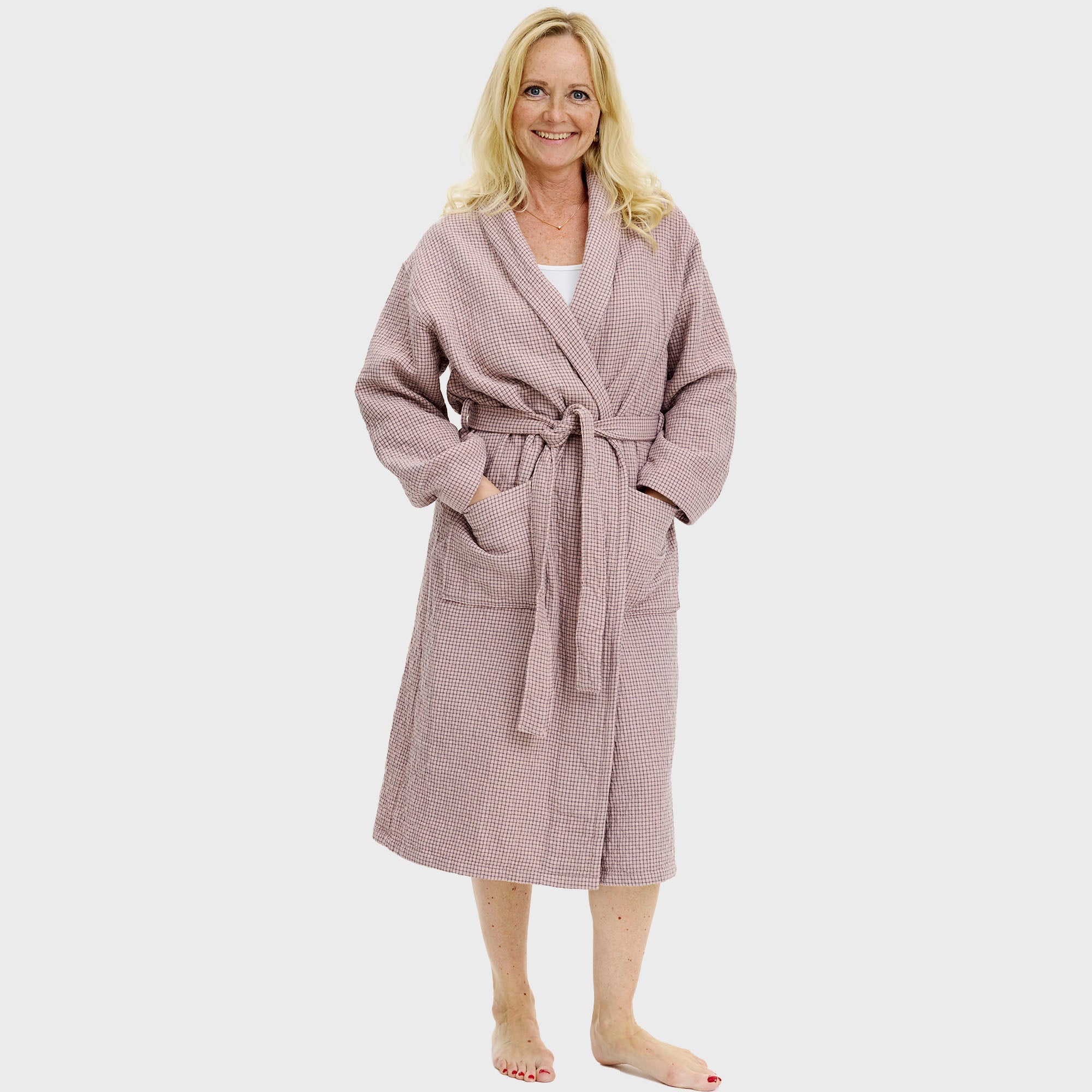 Bademantel rosa kariert - Onesize