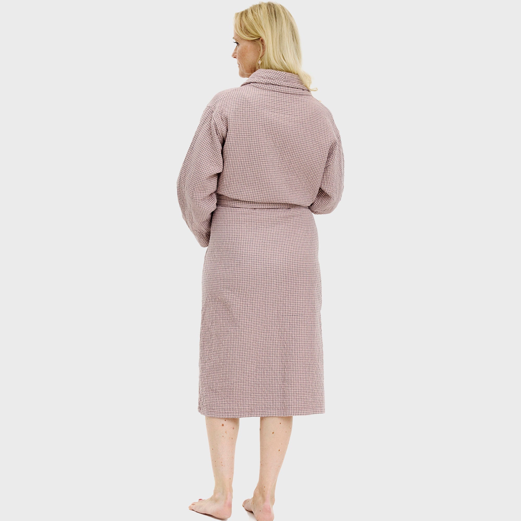 Bademantel rosa kariert - Onesize