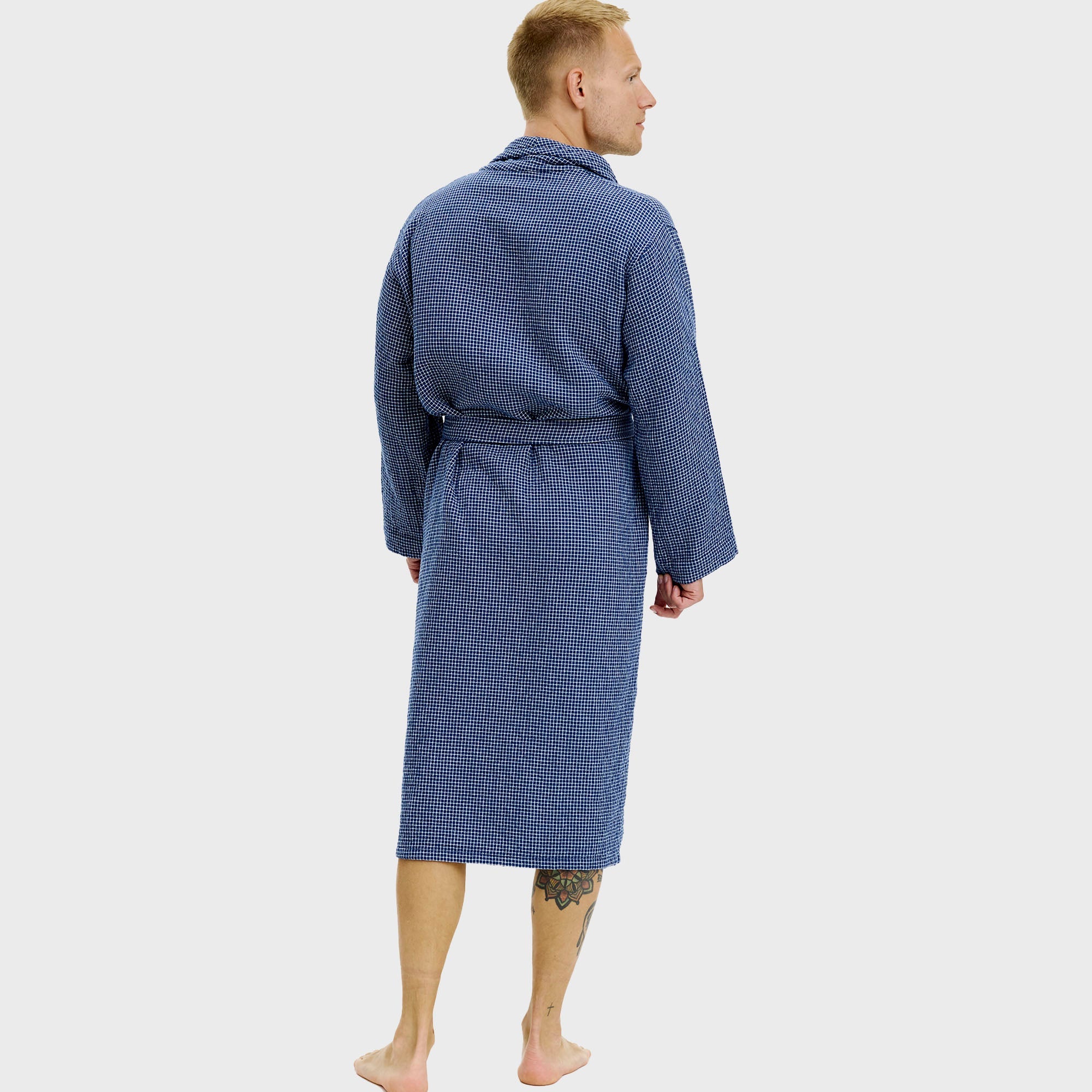 Bademantel blau kariert - Onesize