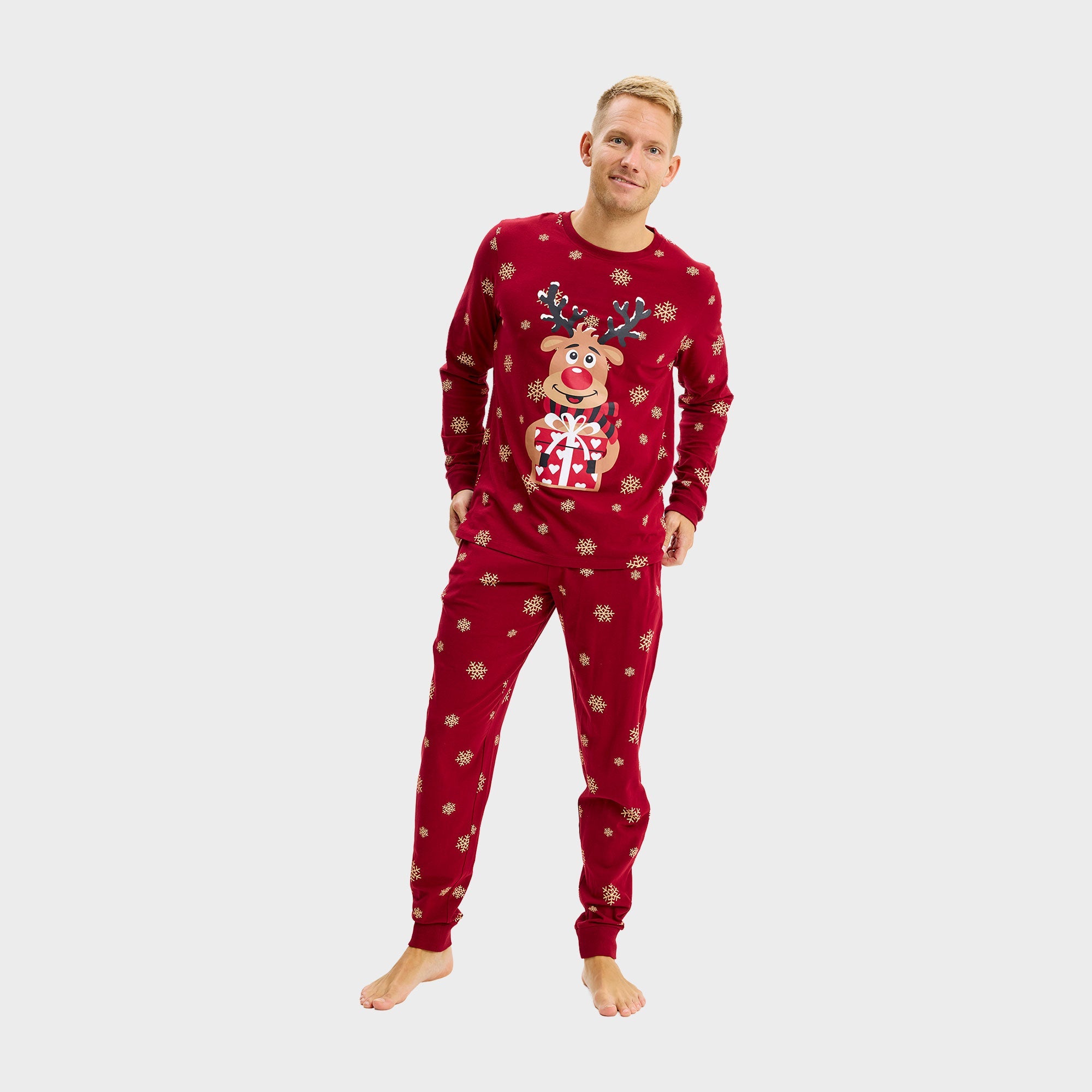 Rudolfs Cute Weihnachtspyjama Rot - Herren