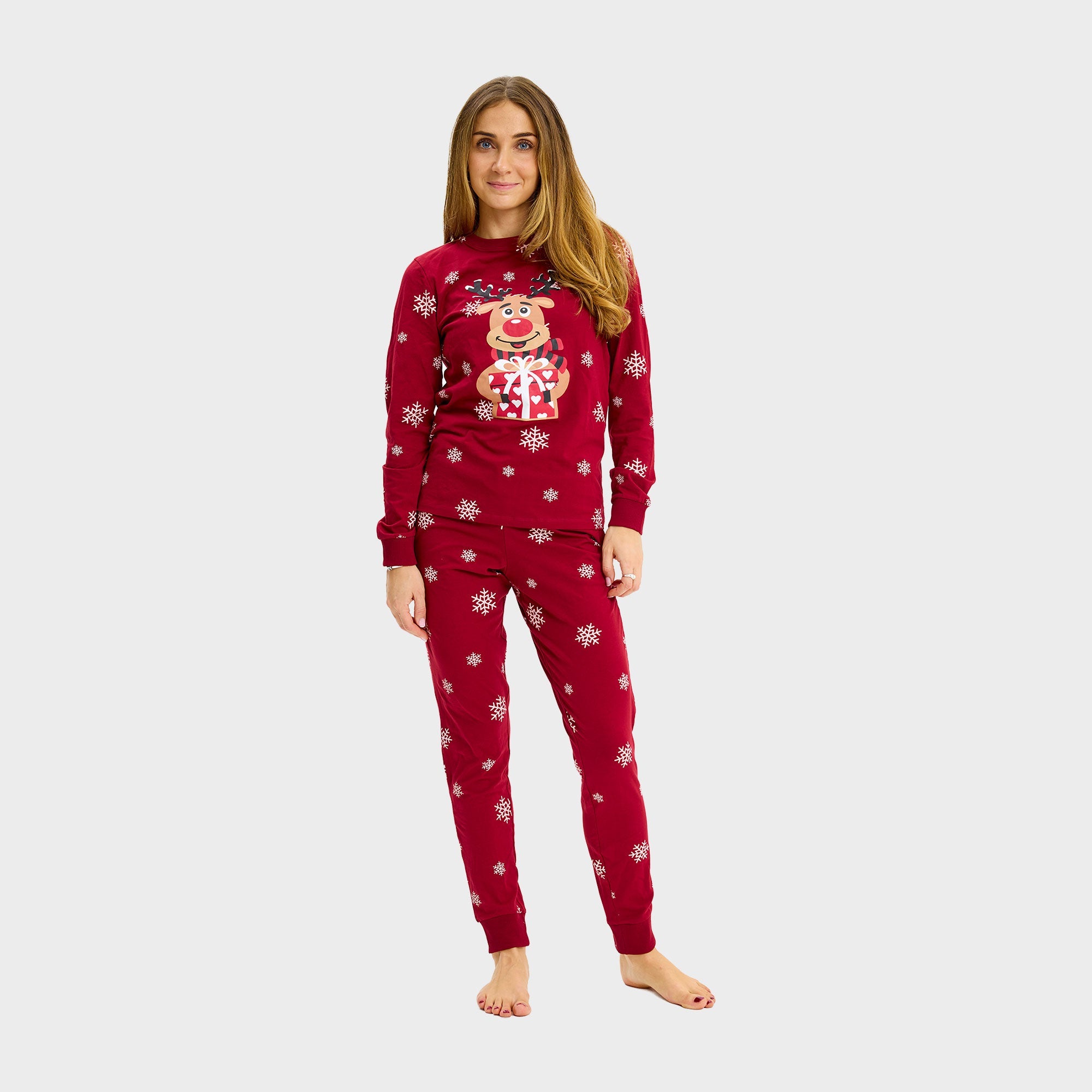 Rudolfs Cute Weihnachtspyjama Rot - Damen