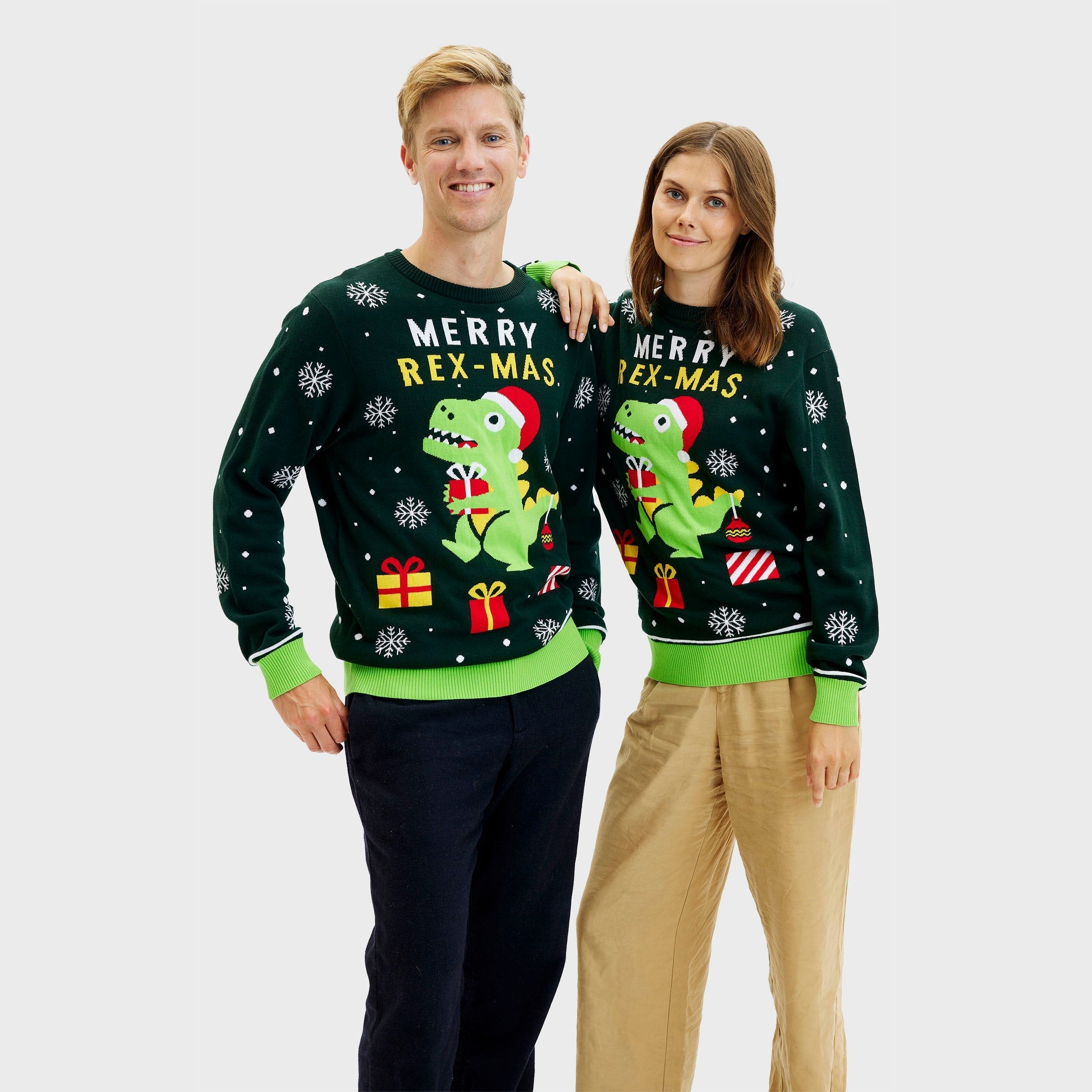 Niedlicher Dino-Weihnachtspullover – Damen.