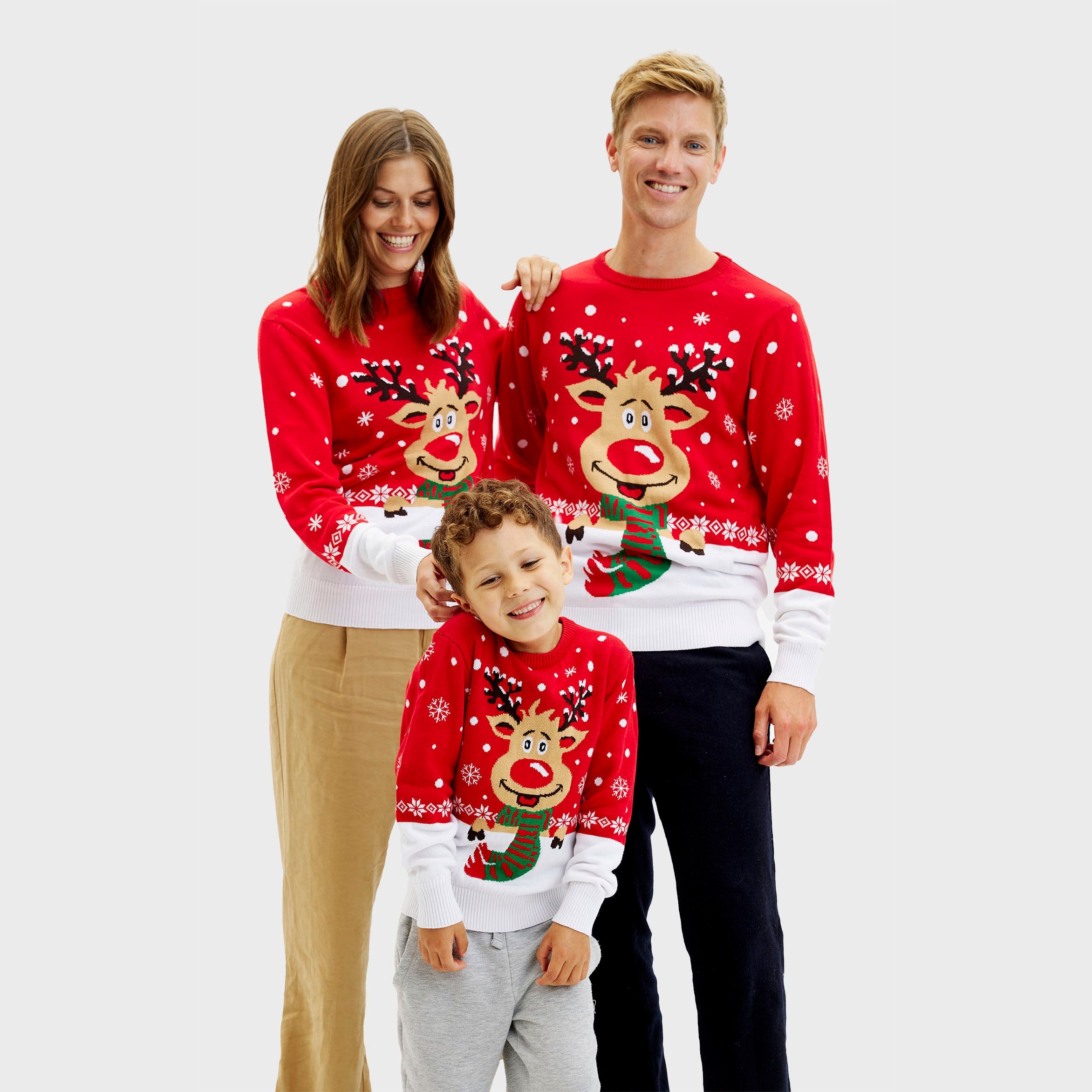 Rudolfs Weihnachtspulli Rot - Kinder.