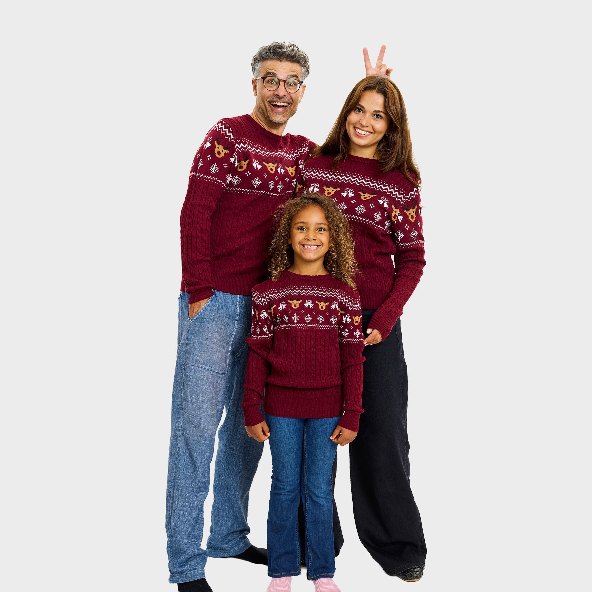 Weinroter Weihnachtspullover - Kinder