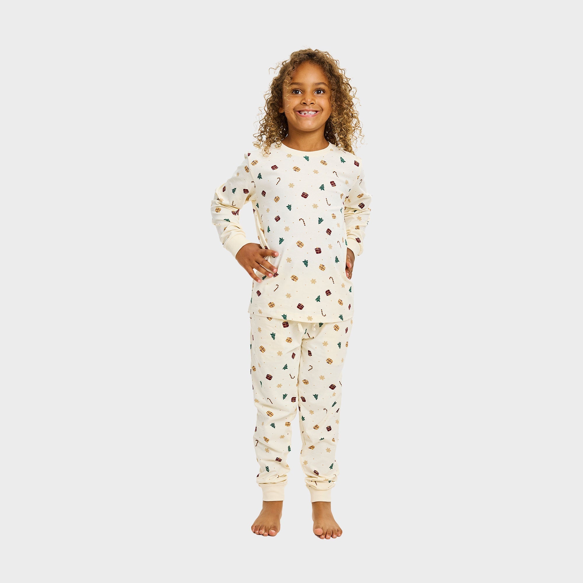Weihnachtstraum-Pyjama Beige - Kinder