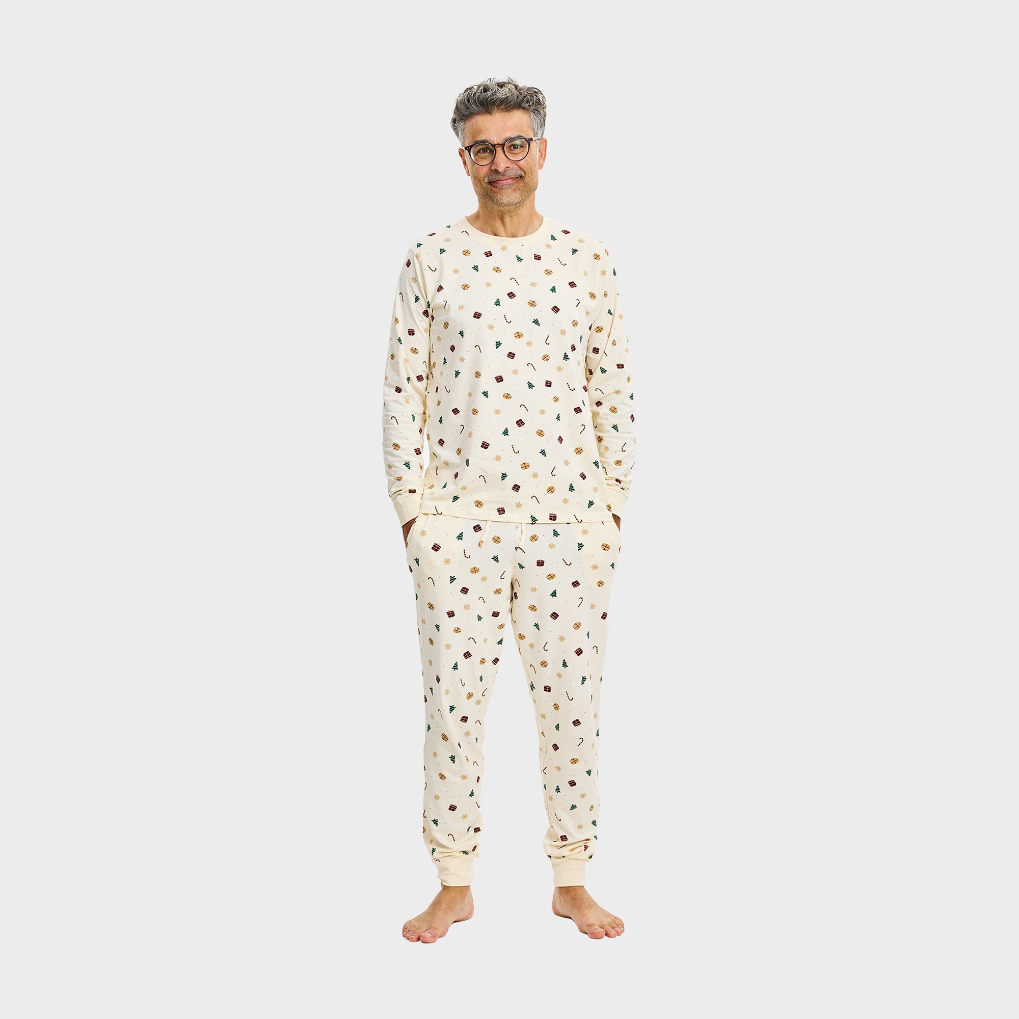 Weihnachtstraum-Pyjama Beige - Herren