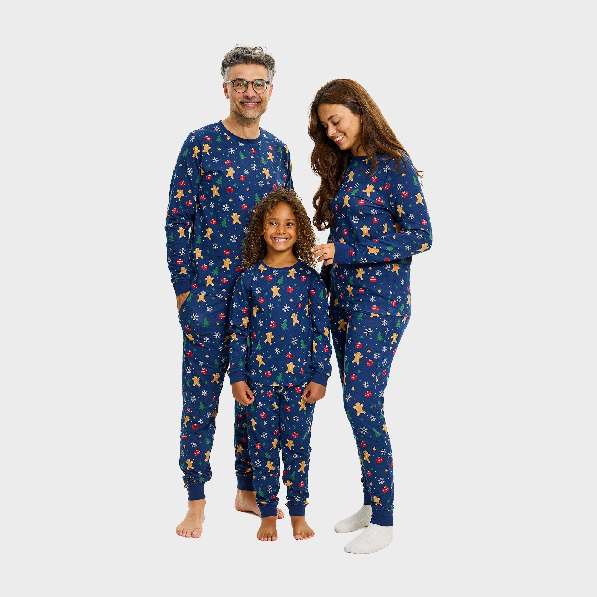 Gingerbread Weihnachtspyjama Navy - Kinder