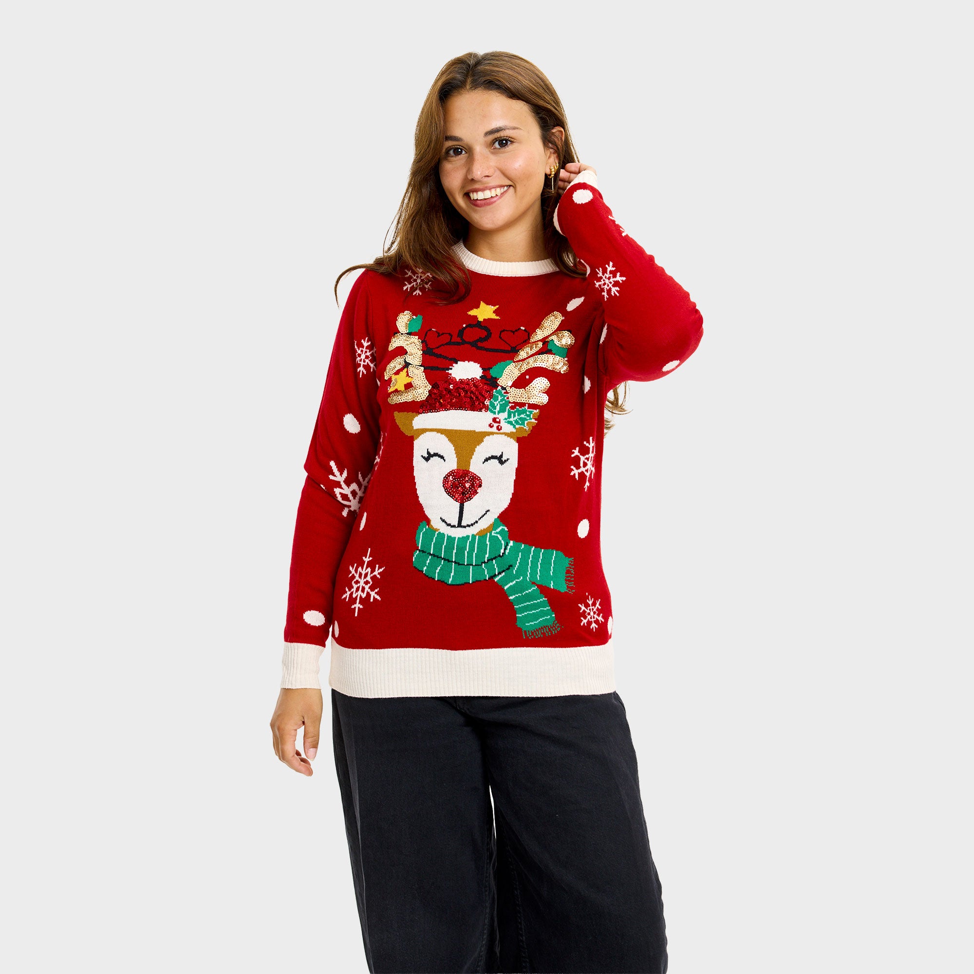 Der süße Rentier-Weihnachtspullover – Damen